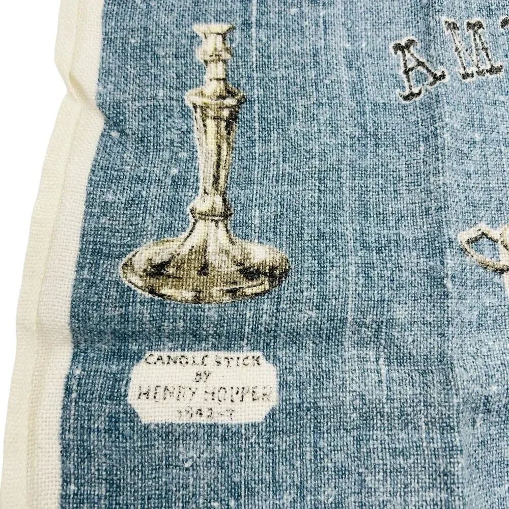 Kay‎ Dee VTG 1950s MCM Hand Printed Linen Tea Towel Set American Pewter Kitchen
